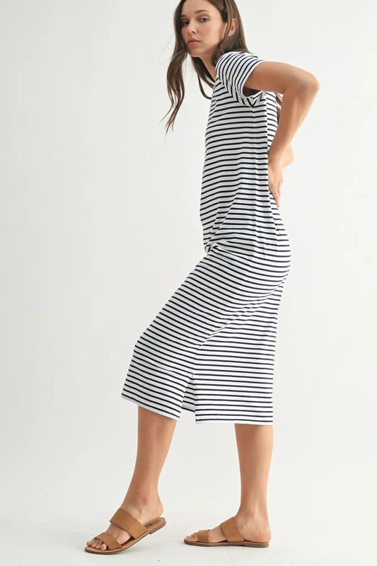 Coastal Striped Tee Dress