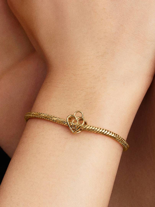 Openwork Heart Padlock Charm