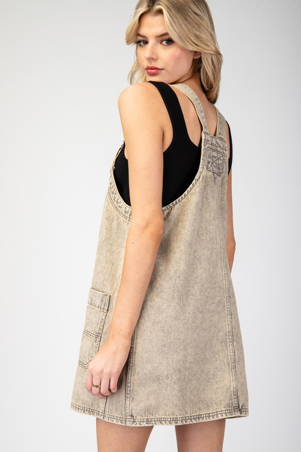 Snow Washed Mini Overall Dress