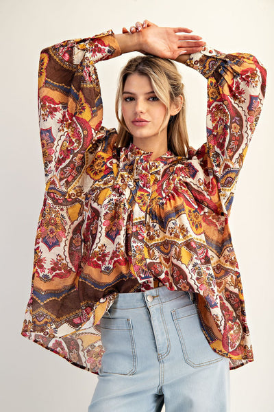 Printed Long Sleeve Blouse