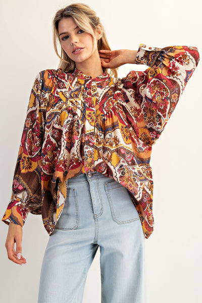 Printed Long Sleeve Blouse