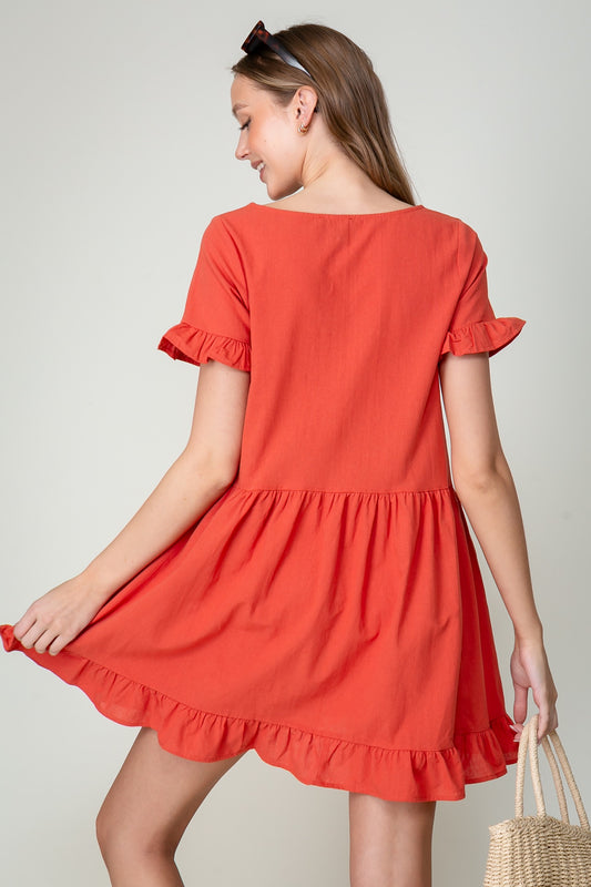 Boho Ruffle Baby Doll Dress