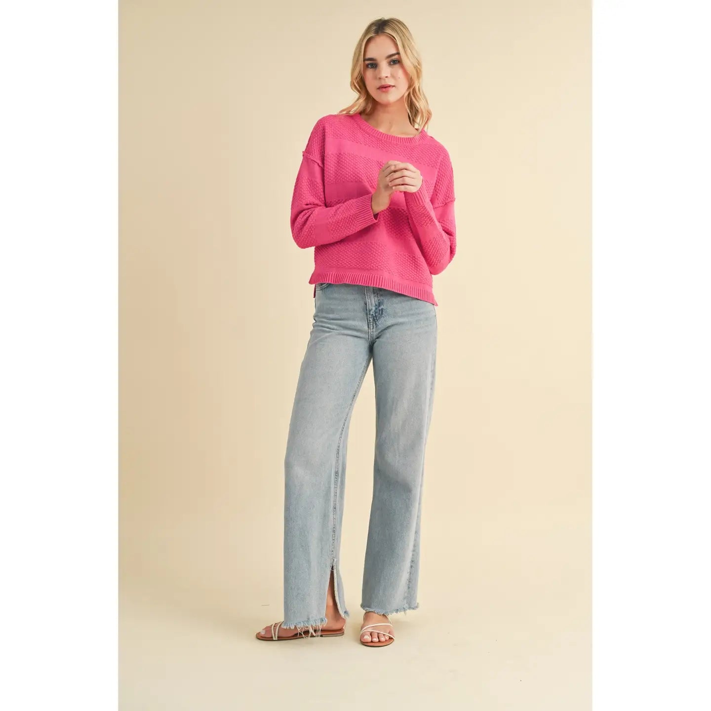 Multi-Textured Hi-Low Sweater