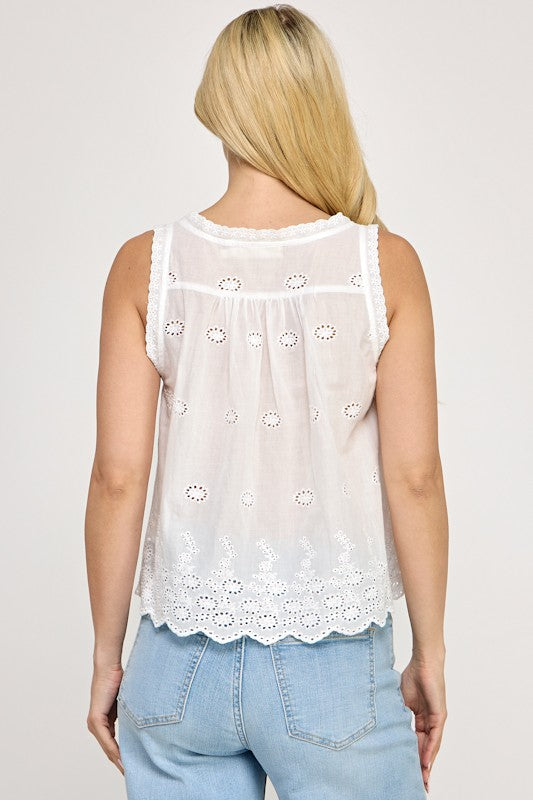 Eyelet Babydoll Tank
