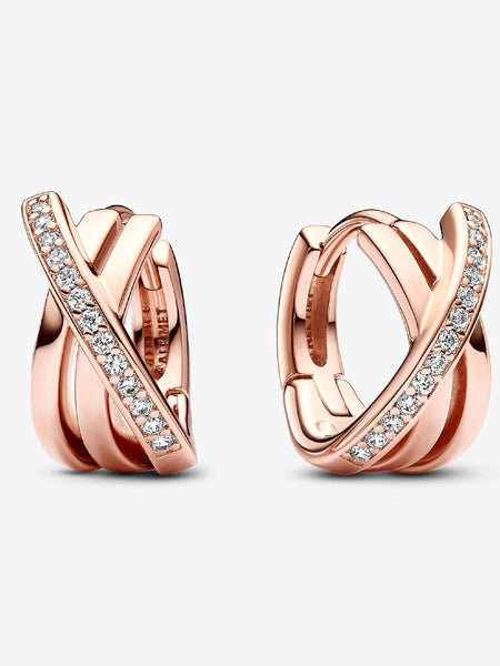 Pandora Crossover Pavé Hoop Earrings