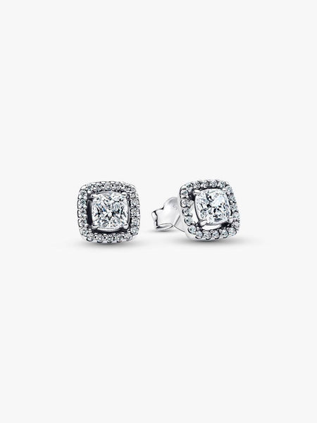 Pandora Square Halo Stud Earrings