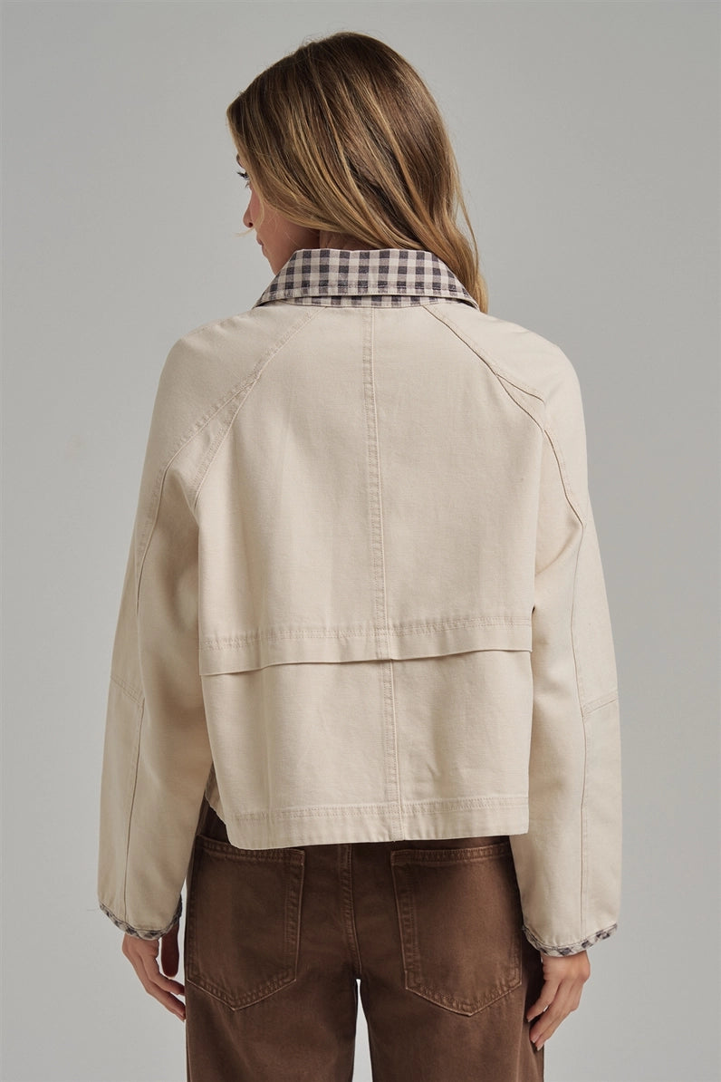 back view of woman in jacket