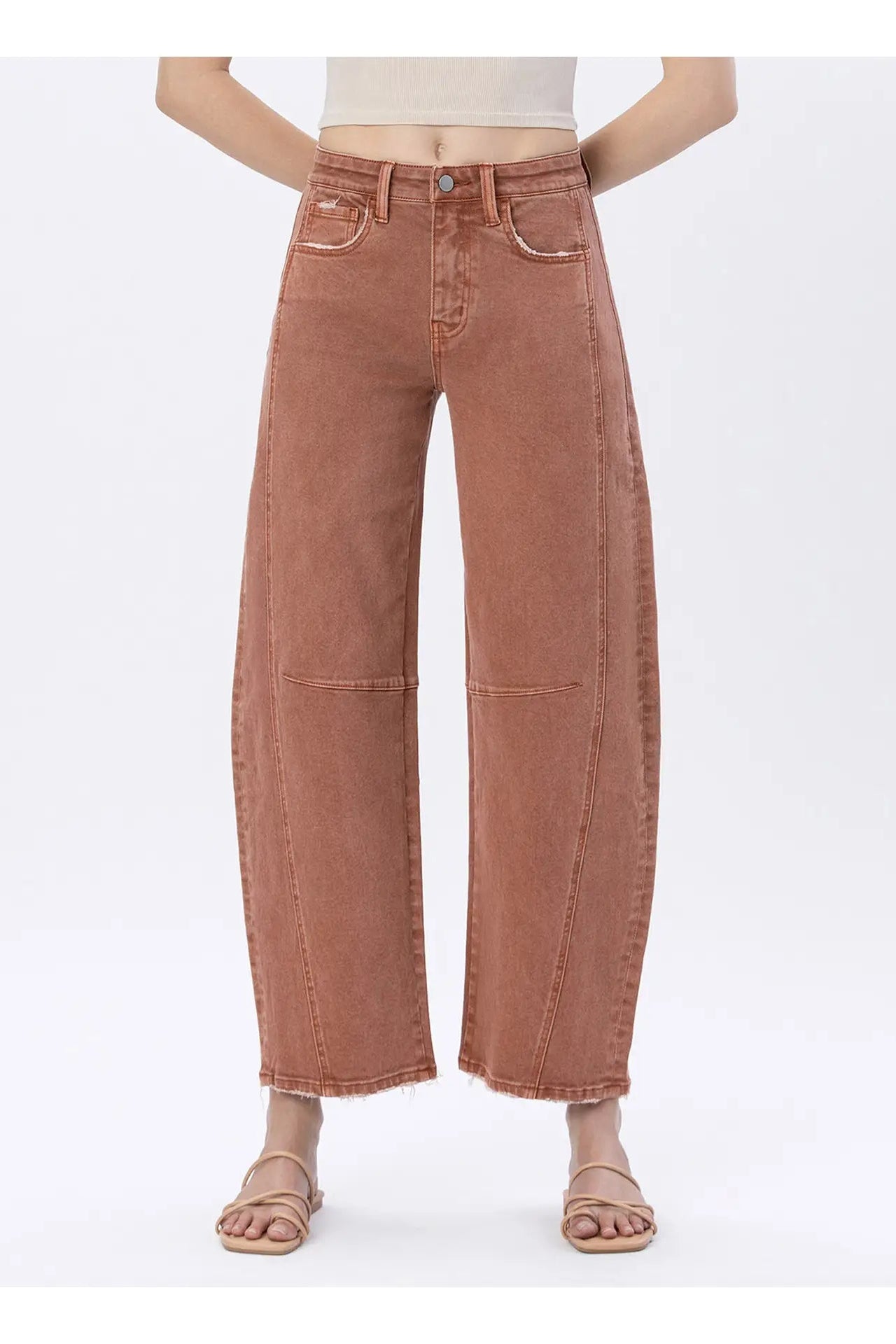 High Rise Twist Barrel Jeans