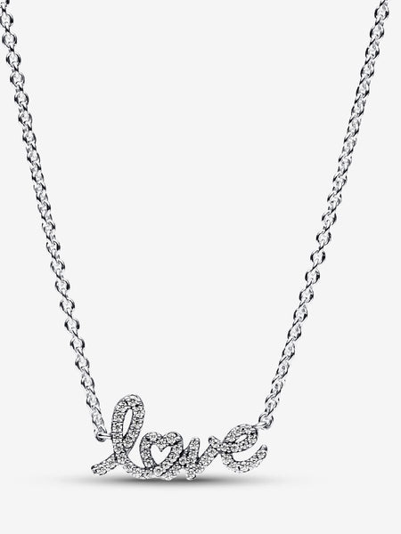 Pandora Sparkling Handwritten Love Collier Necklace