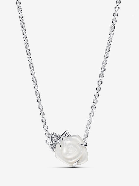 Pandora White Rose in Bloom Collier Necklace