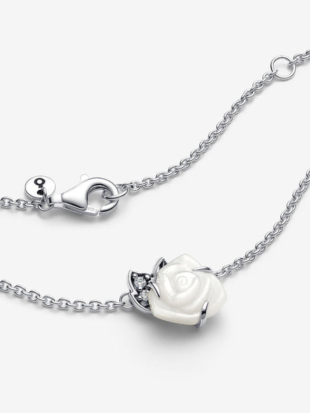 Pandora White Rose in Bloom Collier Necklace