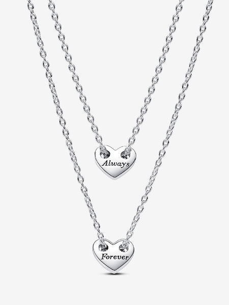 Pandora Forever & Always Splittable Heart Collier Necklaces