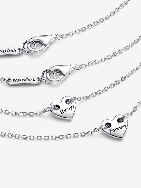 Pandora Forever & Always Splittable Heart Collier Necklaces