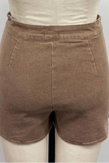 brown denim skort