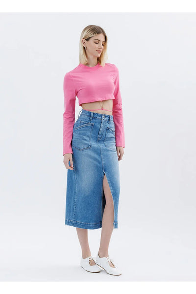 High Rise Utility Midi Skirt