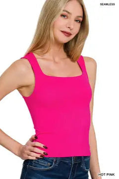 Seamless Double Layered Square Neck Tank Top