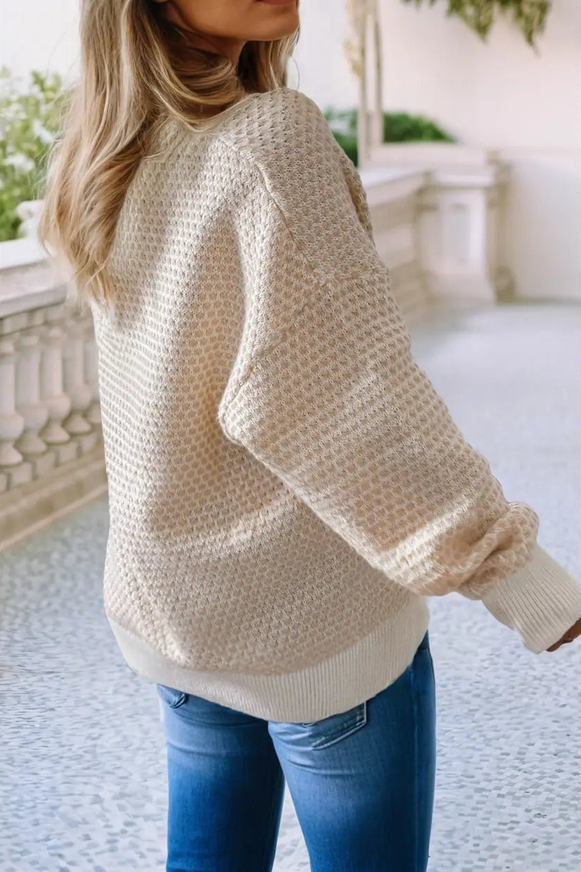 Ribbed Henley Button Sweater