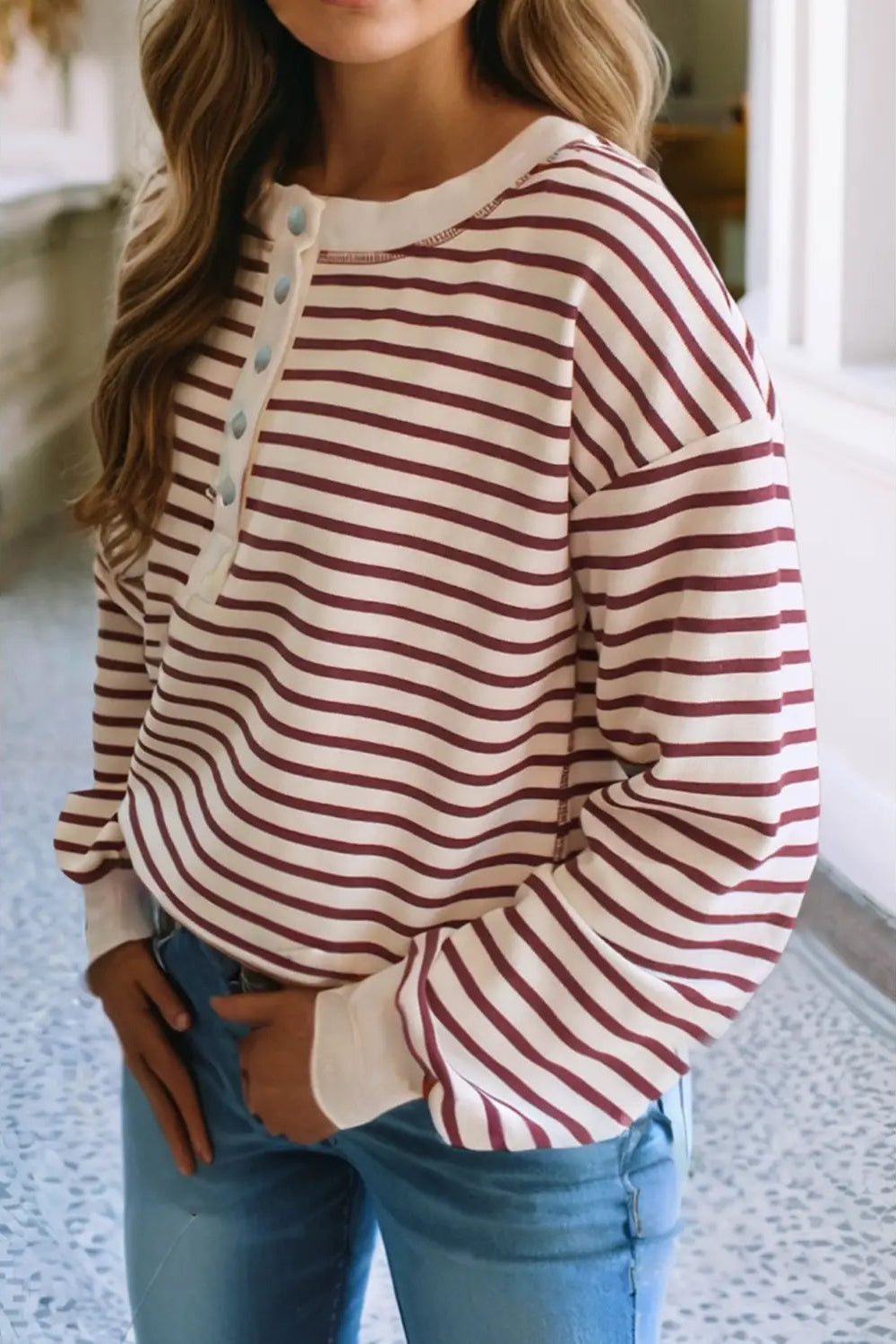 Striped Button Knit
