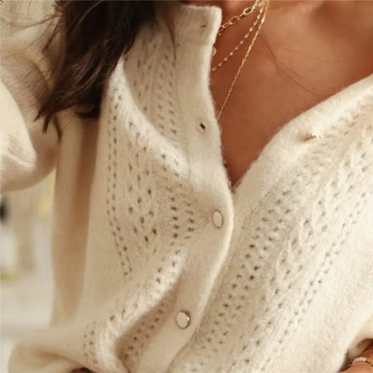 Crochet Lace Button Front Cardigan