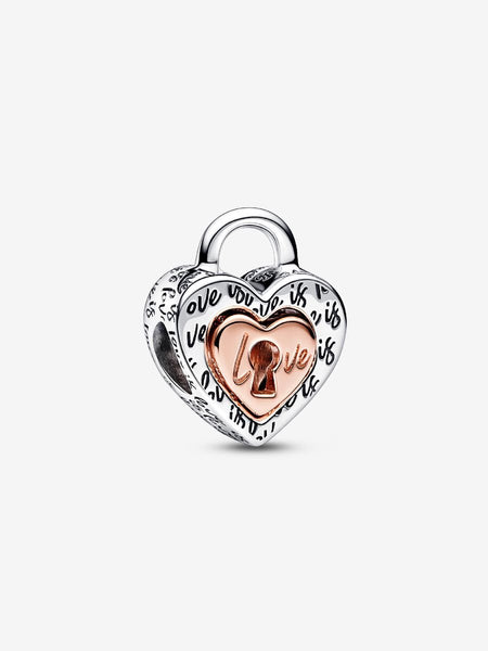 Pandora Two-tone Padlock Splittable Heart Charm