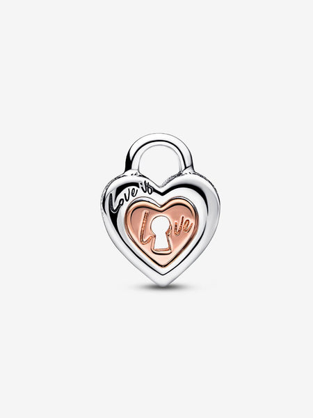 Pandora Two-tone Padlock Splittable Heart Charm