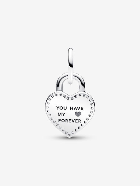 Pandora Two-tone Twistable Heart Padlock Double Dangle Charm