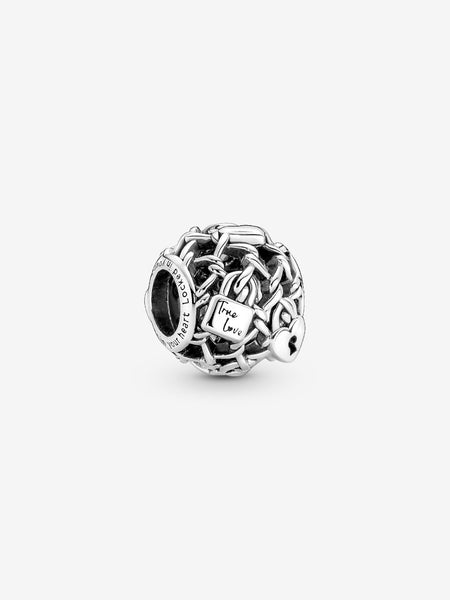 Pandora Openwork Chain Link Padlock Charm