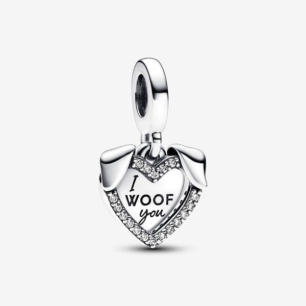 Pandora Heart & Dog Double Dangle Charm