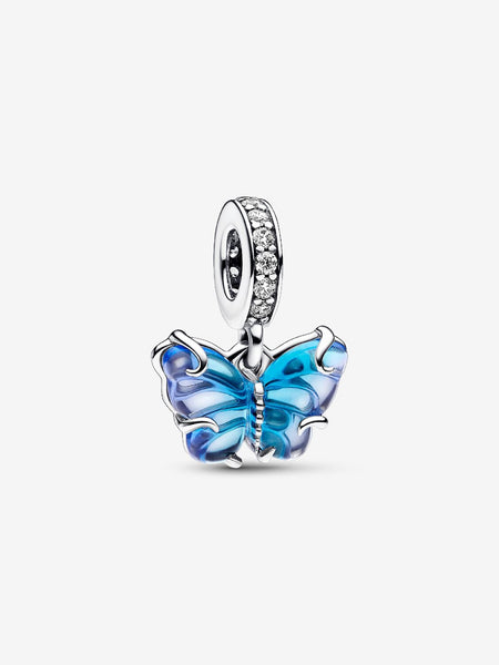 Pandora Blue Murano Glass Butterfly Dangle Charm