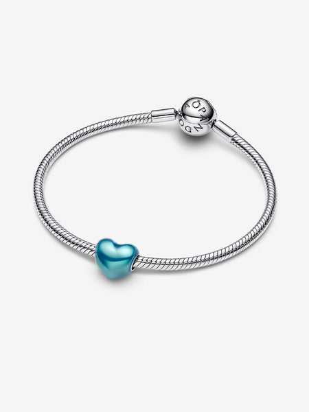 Pandora Metallic Sky Blue Heart Charm