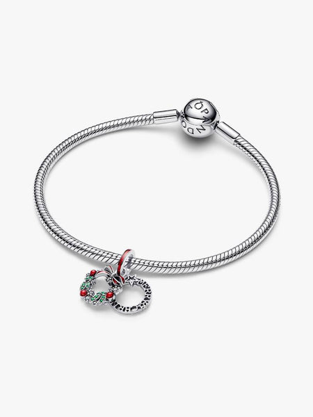 Pandora Holiday Wreath Double Dangle Charm