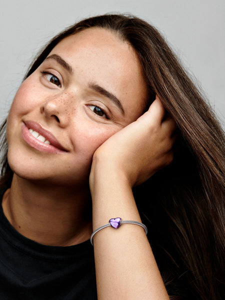 Pandora Metallic Purple Heart Charm