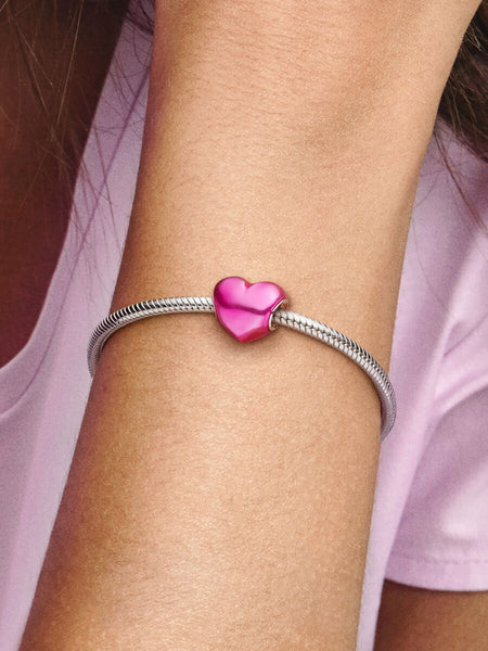 Pandora Metallic Pink Heart Charm