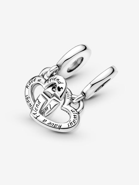 Pandora Linked Sister Hearts Split Dangle Charm