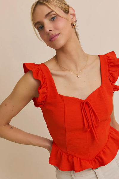 Sweetheart Ruffle Sleeve Top