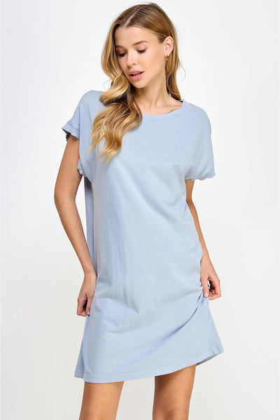 Mineral Washed Short Sleeve Mini Dress