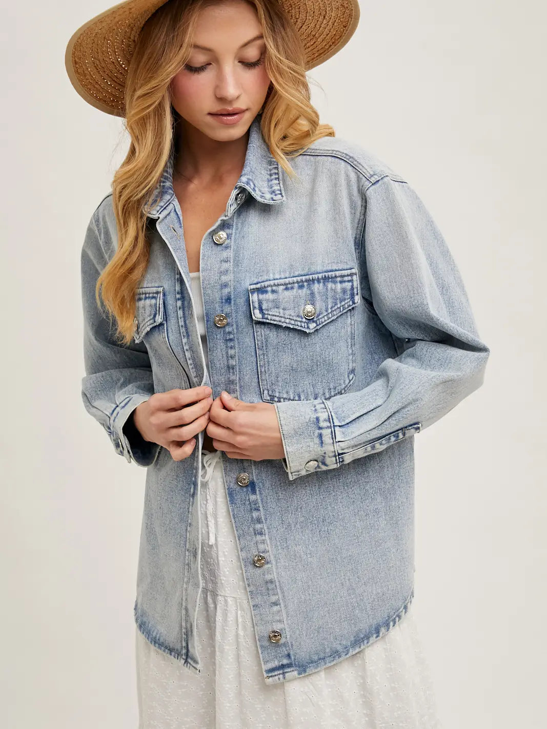 Washed Denim Shirt Jacket