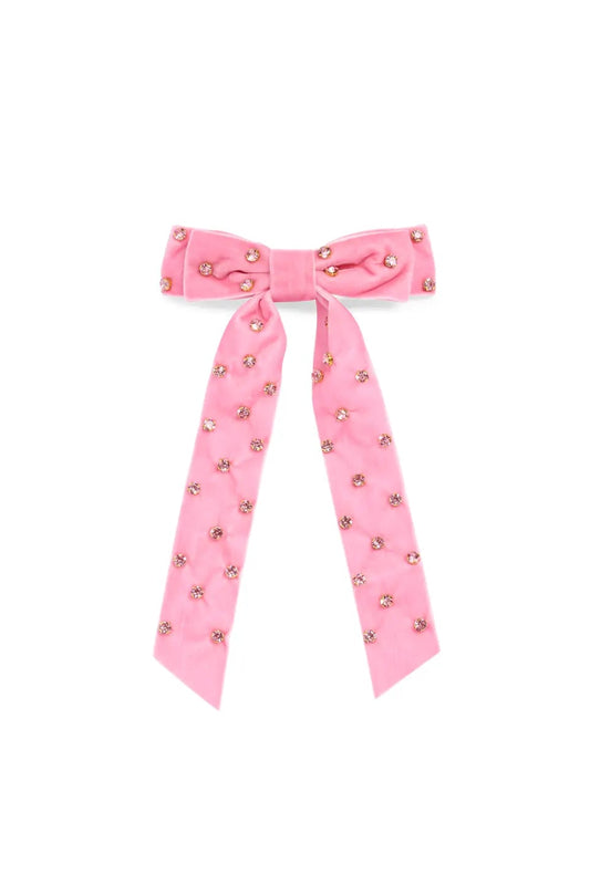 Velvet and Rhinestones Bow Clip