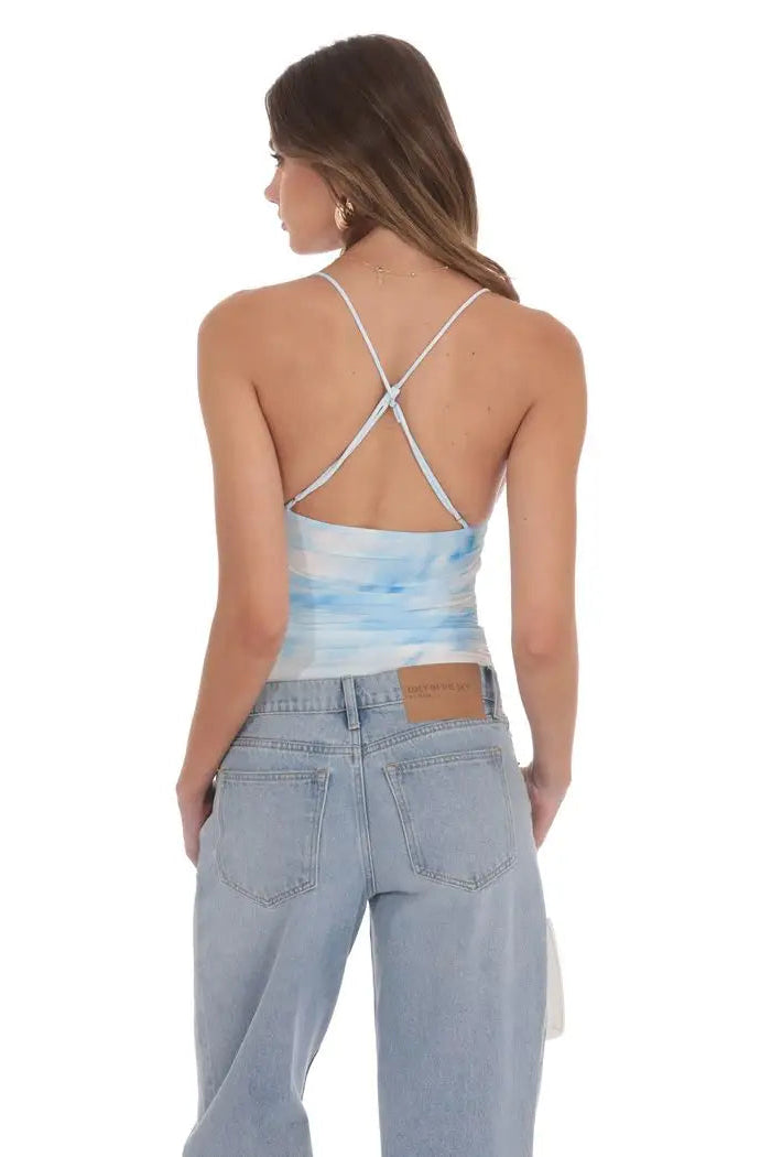 Swirl Mesh V-Neck Top