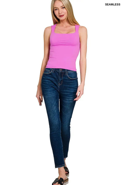 Seamless Double Layered Square Neck Tank Top