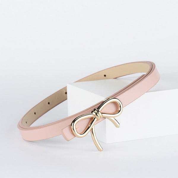Skinny Leather Bow Belt