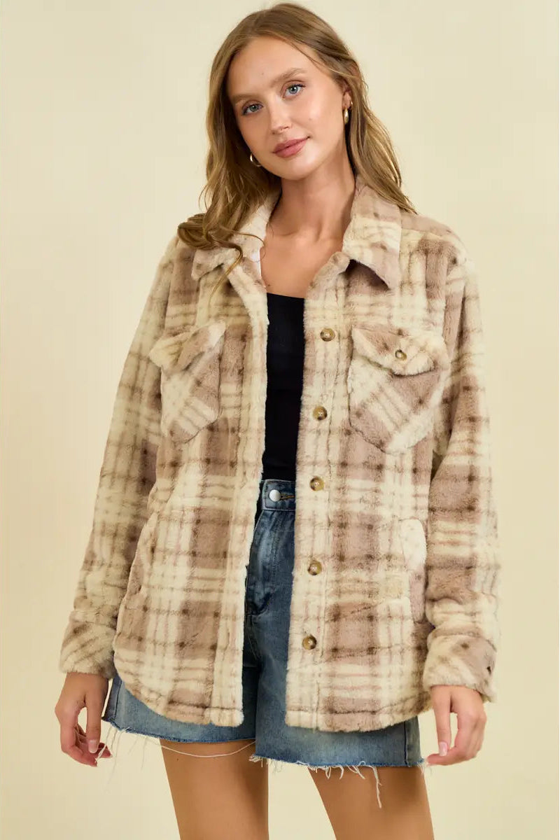 Faux Fur Plaid Shacket