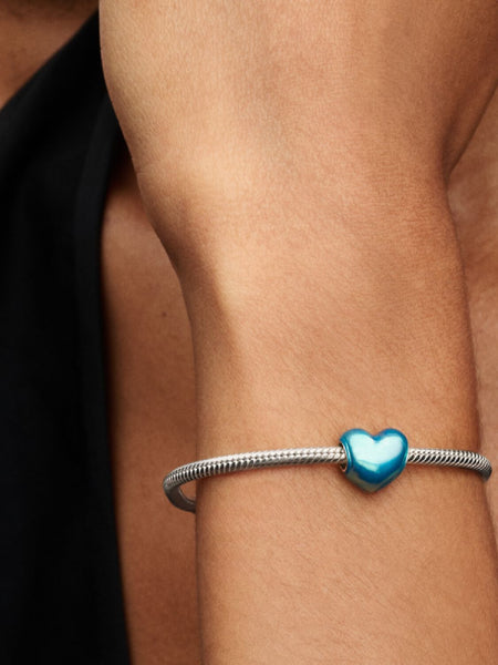 Pandora Metallic Sky Blue Heart Charm