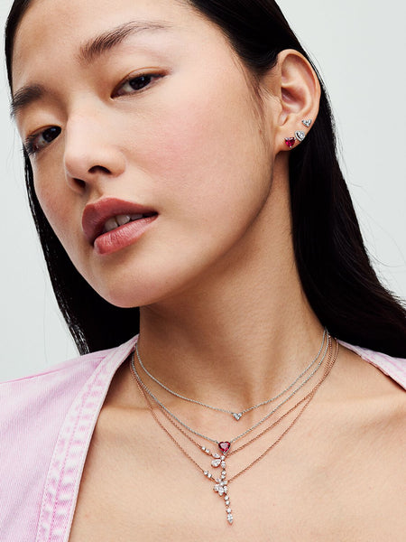 Pandora Triple Stone Heart Collier Necklace