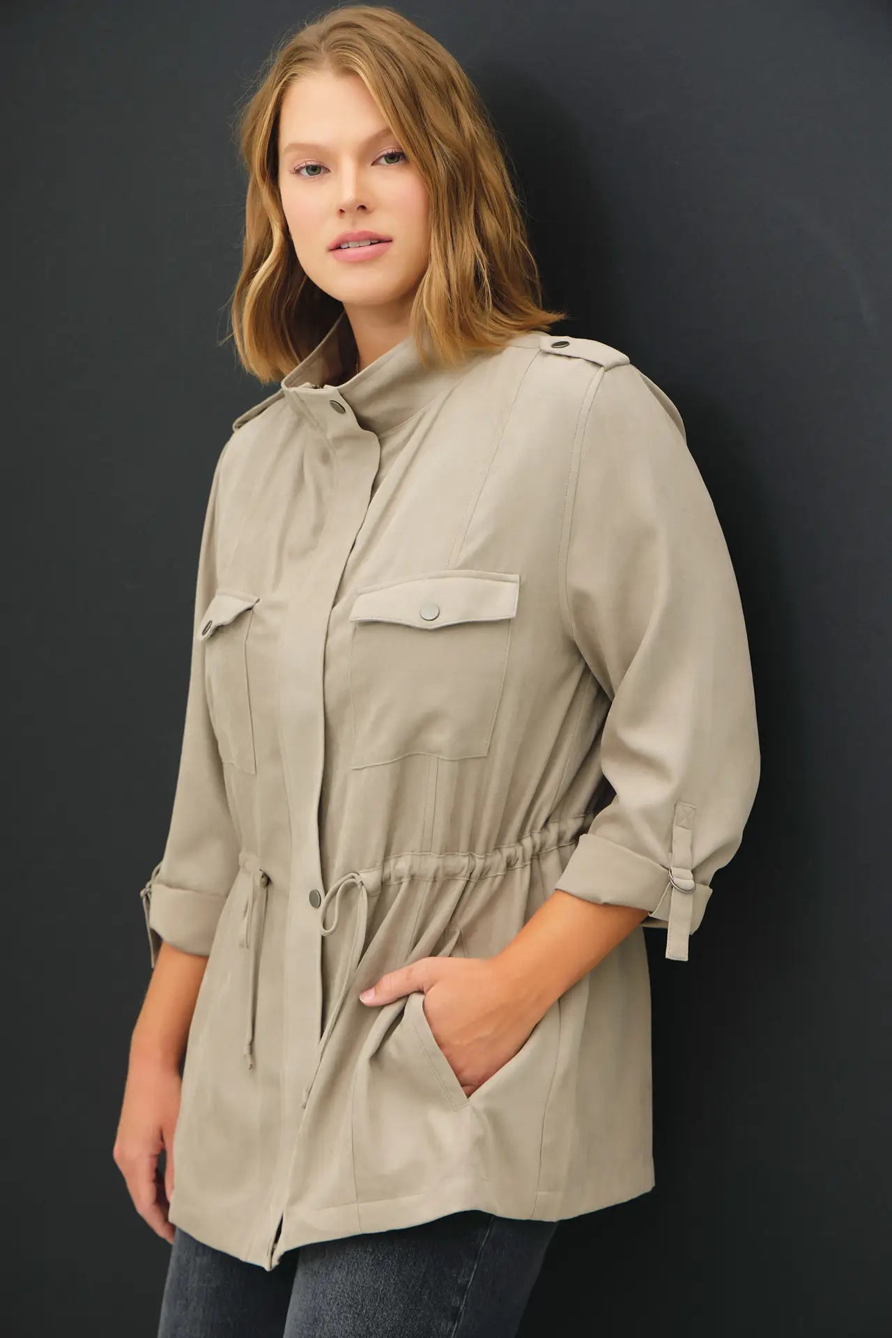 Cargo Utility Jacket-Plus Size