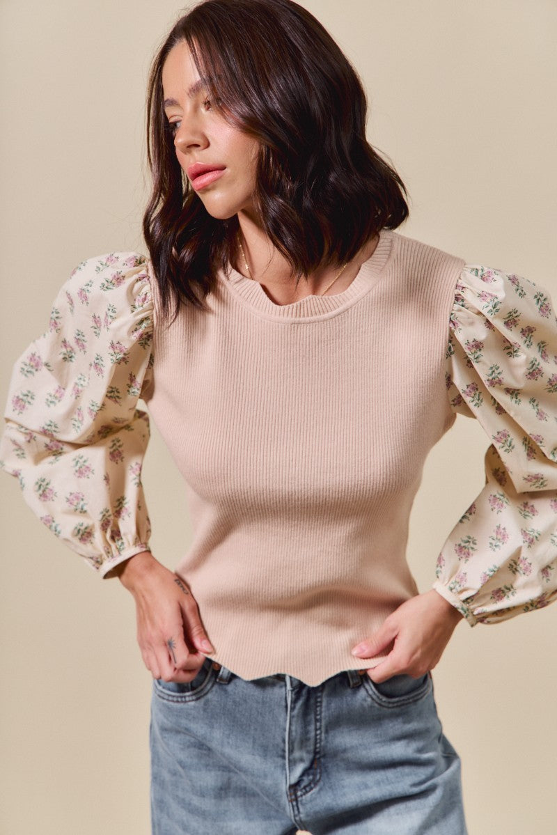 Floral Sleeves Knit