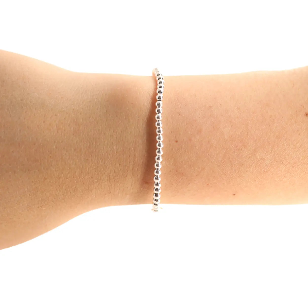 3mm Silver Beaded Bracelet