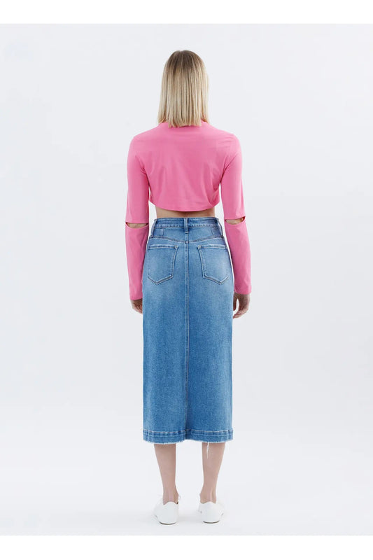 High Rise Utility Midi Skirt