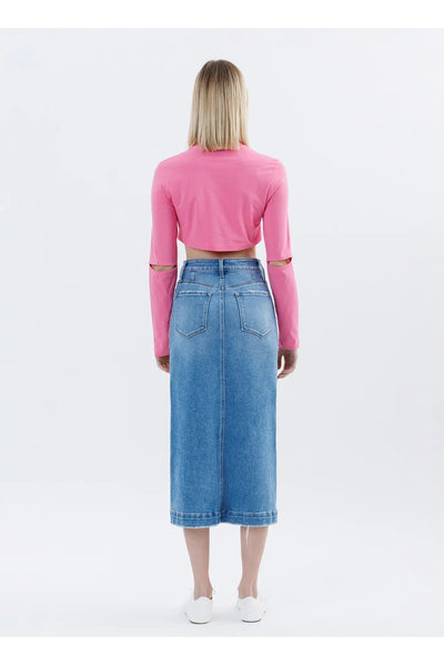 High Rise Utility Midi Skirt