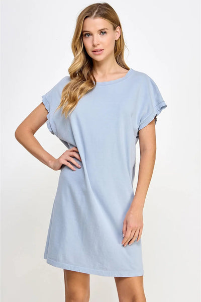 Mineral Washed Short Sleeve Mini Dress